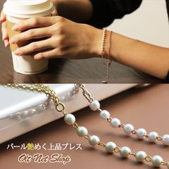 ブレスレット レディース パール 真珠 18金 18k コーティング ゴールド