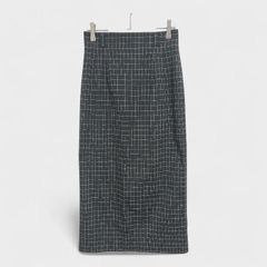【美品】【Rapiche】『ラピーチェ』[ロングスカート] 総柄 タイトスカート ブラックホワイト系 白黒系 (L) 商品A2361 管理C
