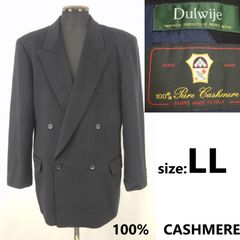 美品★Dulwije★イタリア製カシミヤ100％/テーラードジャケット/ダブルボタン/ブレザー【メンズLL/黒/black】アウター/Coat/Jacket◆BJ008-a