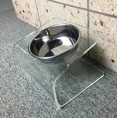 ペット用食器台 アクリル製　ステンレスボウル付き