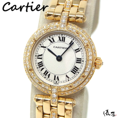 【ダイヤブレス】カルティエ K18YG ヴァンドーム ダイヤベゼル 金無垢 アンティーク ヴィンテージ レディース Cartier 時計 腕時計 中古 ゴールド【送料無料】