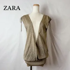 ZARA ザラ　ゴールドラメ　ノースリーブ　ニット　ワンピース　クラブ　ビーチ　重ね着　M