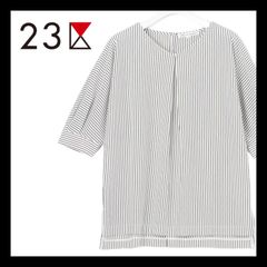 【美品】ONWARD 23区 カットソー レディース ストライプ LL 大きいサイズ