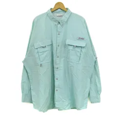 コロンビア 長袖シャツ ボタンダウン フィッシングシャツ 大きいサイズ トップス メンズ 3X/3TFサイズ ミントグリーン系 Columbia 【中古】