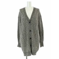 セオリーリュクス theory luxe CLASSIC BOYFRIEND BENNAカーディガン ニット 長袖 Vネック チュニック丈 38 M 黒 ブラック 白 ホワイト /AT ■OS