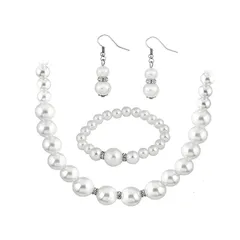 【在庫処分】ピアス に似合うホワイト & & 結婚式 ブレスレット ネックレス パーティー ネックレス セット 入学式 3点 卒業式 パール パール 冠婚葬祭 冠婚葬祭 パールネックレス 女性向け [PLMQAZ]