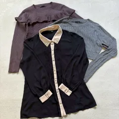 【まとめ売り】Heather ヘザー 3点セット レディース フリーサイズ トップス フリルニット バイカラーブラウス ケーブルショートニット ギャル ガーリー