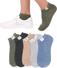 Re.Lucky 靴下 ソックス メンズ靴下 くるぶしソックス スニーカー ショートソックス おしゃれ 25-27cm( 5色セット,  25.0 cm)