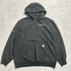 cahartt カーハート フェードブラック ハーフジップスウェットパーカー 鬼フェード ボロ RAIN DEFENDER 古着