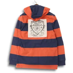 346 Brooks Brothers ブルックスブラザーズ 通年 ロゴ★ ボーダー ラガーシャツ風 プルオーバー パーカー Sz.S メンズ