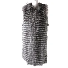 美品◎正規品 17・18AW 仏製 クリスチャン ディオール レディース フォックスファー ロングベスト ブラウン系 36 ハンガー・ガーメント付きのサムネイル