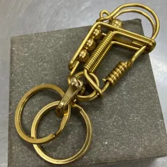 真鍮製 デザインカラビナキーフック　キーホルダー　シャックル付き