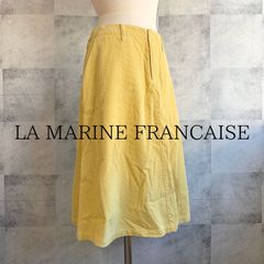 【美品☆匿名】マリンフランセーズ　コーデュロイスカート　S　イエロー　黄　マスタード　綿100％　膝丈　Aライン