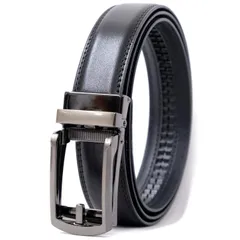 ブラックA_ウエスト100cmまで対応 [BEEL] ベール ベルト メンズ 牛革 オートロック式ベルト レザー 紳士 穴無し 大きいサイズ ビジネス スーツ カジュアル 【バックルタイプ：シンプル】 プレーン ブラック