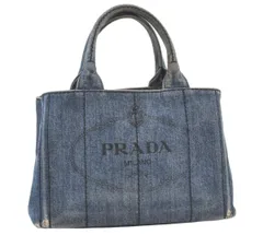 PRADA プラダ ヴィンテージ カナパ SS デニム 2Way ハンドトートバッグ 財布 ブルー 9513J