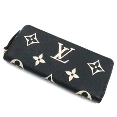 LOUIS VUITTON ルイ・ヴィトン ポルトフォイユ・クレマンス 長財布 ラウンドファスナー モノグラム・アンプラント ブラック ベージュ M82338 IC レディース 中古 美品