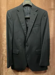 MADE IN ITALY製 Polo by Ralph Lauren シャドーヘリンボーン柄ウールスーツ ブラック 36サイズ