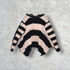 イタリア製 STELLA McCARTNEY 異素材 シルク切替 ワイドボーダー カシミヤタッチ ニット セーター 36のサムネイル