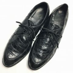 90Sアランフラッサー リアルクロコダイルUチップドレスシューズ(黒