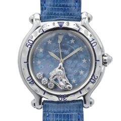 CHOPARD ショパール ハッピースポーツ ハッピー 27/8438 クォーツ 　SS×革 ブルー文字盤 レディース腕時計 プレゼント 贈り物 ギフト 20代 30代 40代 50代【中古】
