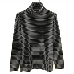 【超美品】キャロウェイ 長袖タートルネックシャツ 黒×グレー ボーダー 表微起毛 ネックロゴ刺しゅう メンズ M ゴルフウェア Callaway