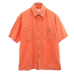 サンタフェ 総柄 半袖 シャツ 46 オレンジ santa fe メンズ 古着 【240330】