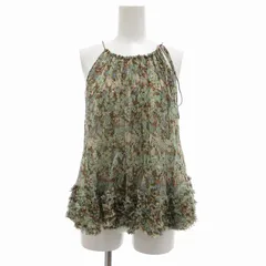 ステラマッカートニー STELLA McCARTNEY ブラウス キャミソール アメリカンスリーブ 絹 シルク シアー シースルー 花柄 40 緑系 マルチカラー /UO ■GY41のサムネイル