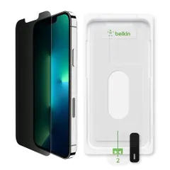 BelkiniPhone16e/14/13/13Pro用保護ガラスフィルムプライバシー保護(のぞき見防止)強化ガラス日本AGC旭硝子製抗菌0.33mm簡単取付キット付きOVA081zzクリア