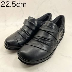 【新品 訳あり】【3E】アトリエ　スクエアトゥドレープスリッポン 　22.5㎝　黒