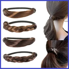 [アオラー]Aollaa ヘアゴム 髪ゴム【ウィッグゴム2種類4本】3つ編みウィッグ おしゃれ大人 ヘアアクセサリー くすみカラー 髪留めゴム エレガント ヘアリング レディース ヘアアレンジ（定番ブラウン糸4点）