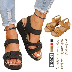 ウェッジソール サンダル 厚底 レディース ストラップサンダル コンフォートサンダル 美脚 カジュアル おしゃれ ベルクロ ハイヒール 歩きやすい 滑りにくい 大きいサイズ 夏シューズ 靴 快適 通勤#kym813