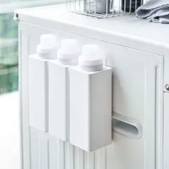 【在庫セール】ホワイト 貼り付け 4852 洗濯機横 500ml マグネット 3SET 詰め替えボトル 3本セット 幅7×奥行7.2×高さ22cm 洗剤ボトル 山崎実業(Yamazaki)