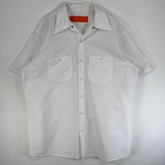 古着 60's～70's/60年代～70年代 ヴィンテージ レッドキャップ RED KAP 半袖シャツ ワーク USA製 デカ襟 L  ホワイト 無地 メンズ
