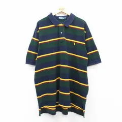 XL/古着 ラルフローレン 半袖 ブランド ポロ シャツ メンズ 90s ワンポイントロゴ 鹿の子 大きいサイズ ロング丈 コットン 紺他 ネイビー 