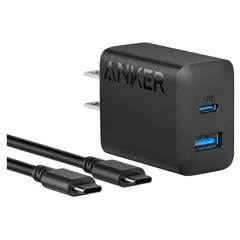 【人気商品】Anker Charger (20W, 2-Port) with USB-C ＆ USB-C ケーブル (20W USB-C＆USB-Cケーブル付属 2ポート急速充電器)【PSE技術基準適合/USB PD対応/PowerIQ搭載/コンパクトサイズ】