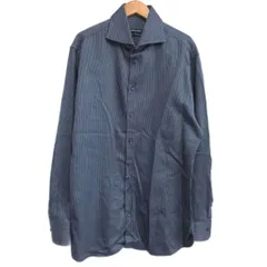 ジョルジオアルマーニ　イタリア製　長袖リネンシャツ　青　38 古着 ジョルジオアルマーニ イタリア製 長袖リネンシャツ 青 38 古着