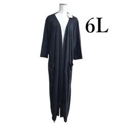 スマイルランド 美品 レディース ロングカーディガン 夏用 ボタンレス 黒 ブラック 無地 5分袖 6L 大きいサイズ 冷房対策 サマーニット 上品 きれいめ 大人可愛い おしゃれ 涼しい 軽やか 羽織り 通勤 通学 デイリー 人気 ブランド