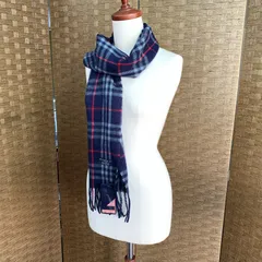 f001 H 未使用保管品 BURBERRY バーバリー ラムウール100% マフラー ノバチェック ネイビー 紺 タグ付き