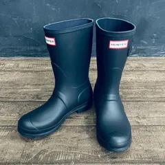 美品 HUNTER ハンター レディース オリジナル ショートブーツ WFS1000RMA 長靴 23.0cm相当 レインブーツ ブラック EU37  #100068 / 300782