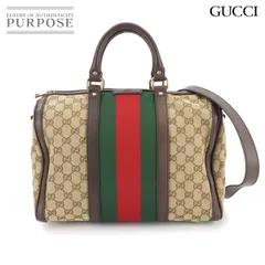 グッチ GUCCI シェリーライン 2way ミニ ボストン ショルダー バッグ GGキャンバス レザー ブラウン 247205 ゴールド 金具 90289274