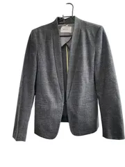 ♪2143 BEIGE ベイジ ジャケット ノーカラーJK グレーチェック サイズ2 中古 美品のサムネイル