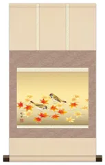 新品　掛け軸　紅葉 Amazon.co.jp: 10年保証 掛け軸 ミニ掛け軸 和風 花鳥画 秋掛け