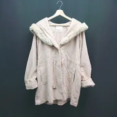 ◇ who'who chico フロントボタン 冬向け アウター フード ファー付き 長袖 コート 表記なし ベーシュ レディース E  【1310050043728】