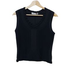 HIROKO KOSHINO(ヒロココシノ) ノースリーブセーター サイズ40 M レディース美品  - 黒×ダークグレー