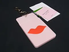 ■新品■未使用■ kate spade ケイトスペード ラバー リップ カードケース パスケース ネームホルダー ピンク系×レッド系 AU9903