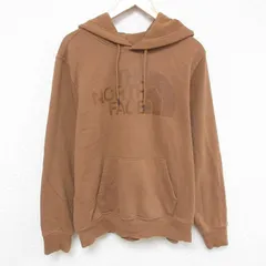 L/古着 ノースフェイス THE NORTH FACE 長袖 スウェット パーカー メンズ ビッグロゴ クルーネック 茶 ブラウン 25mar07 中古 スエット ト