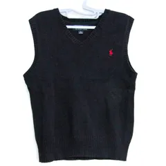 ポロバイラルフローレン ニットベスト コットン100% トップス アウター キッズ 男の子用 6サイズ ネイビー系 Polo by Ralph Lauren 【中古】