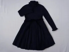 ファミリア familiar アウトレット 子供服 女の子 110cm 長袖 ニット ワンピース 紺 ラメ タートルネック フォーマル 発表会 パーティー 結婚式 秋 冬 ★3 冬服 ガールズ 女児 キッズ 【中古】 ユーズド リサイクル