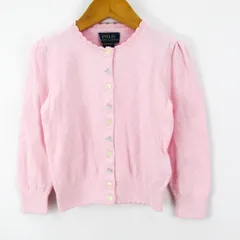 ポロ・ラルフローレン カーディガン 丸首 花柄刺繍 コットン トップス キッズ 女の子用 3/3T サイズ ピンク POLO RALPHLAUREN 【中古】