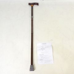 一本杖 四折杖 約82～92cm 折り畳み アルミ 茶 介護 歩行 CT053